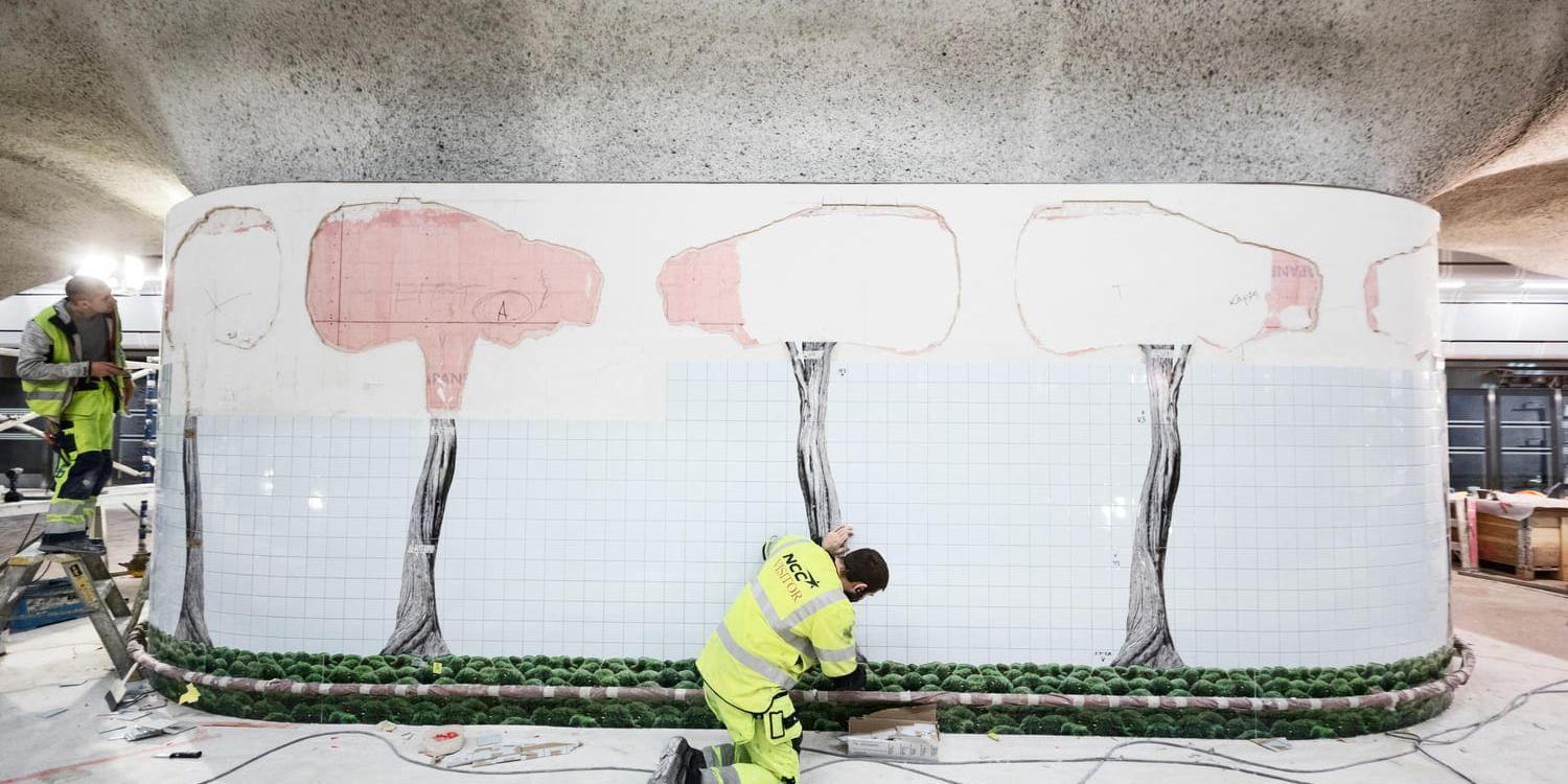 Konst i nya Citybanan, "Vardagens sal" av konstnären Åsa Lindström. KRO kämpar för att konstnärer ska få ordentligt betalt för sitt arbete. Arkivbild.