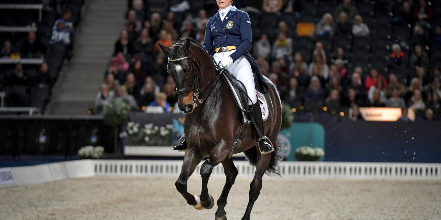 Tinne Vilhelmson Silfvén på hästen Paridon Magi under Sweden International Horse Show på Friends Arena. Arkivbild.