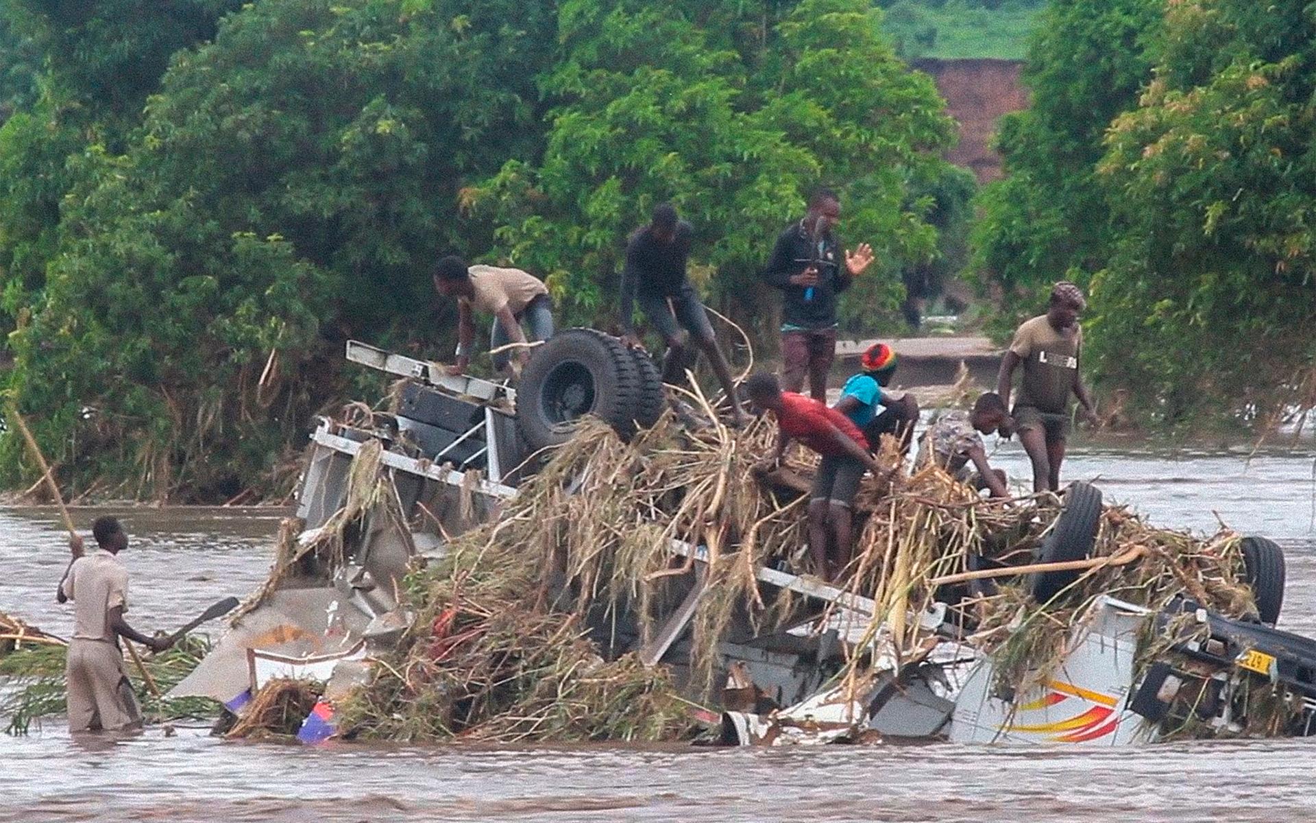 Stormen orsakade kraftiga översvämningar i Malawi. 