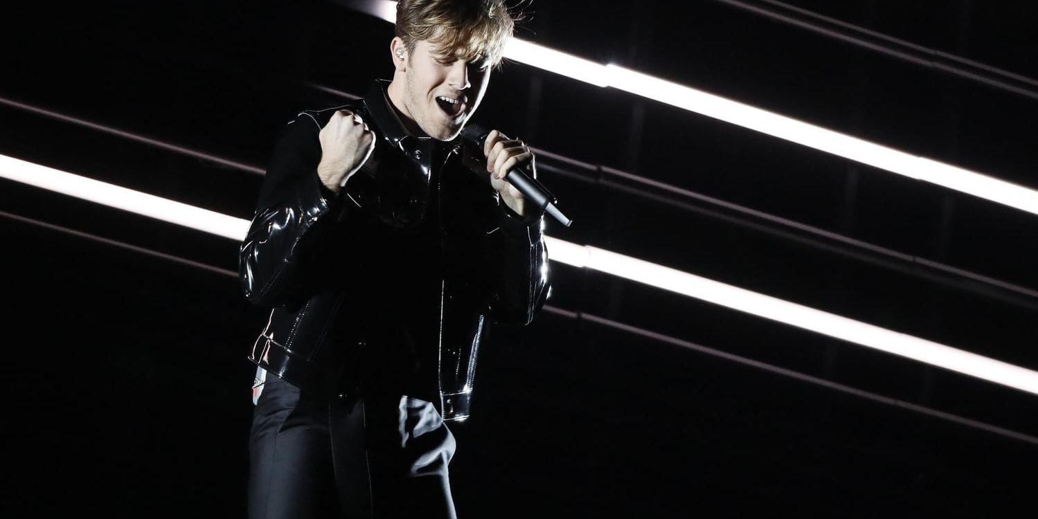 Benjamin Ingrosso representerar Sverige i Eurovision Song Contest i Lissabon. Under onsdagen var det dags för Ingrossos första repetition i arenan. Pressbild.