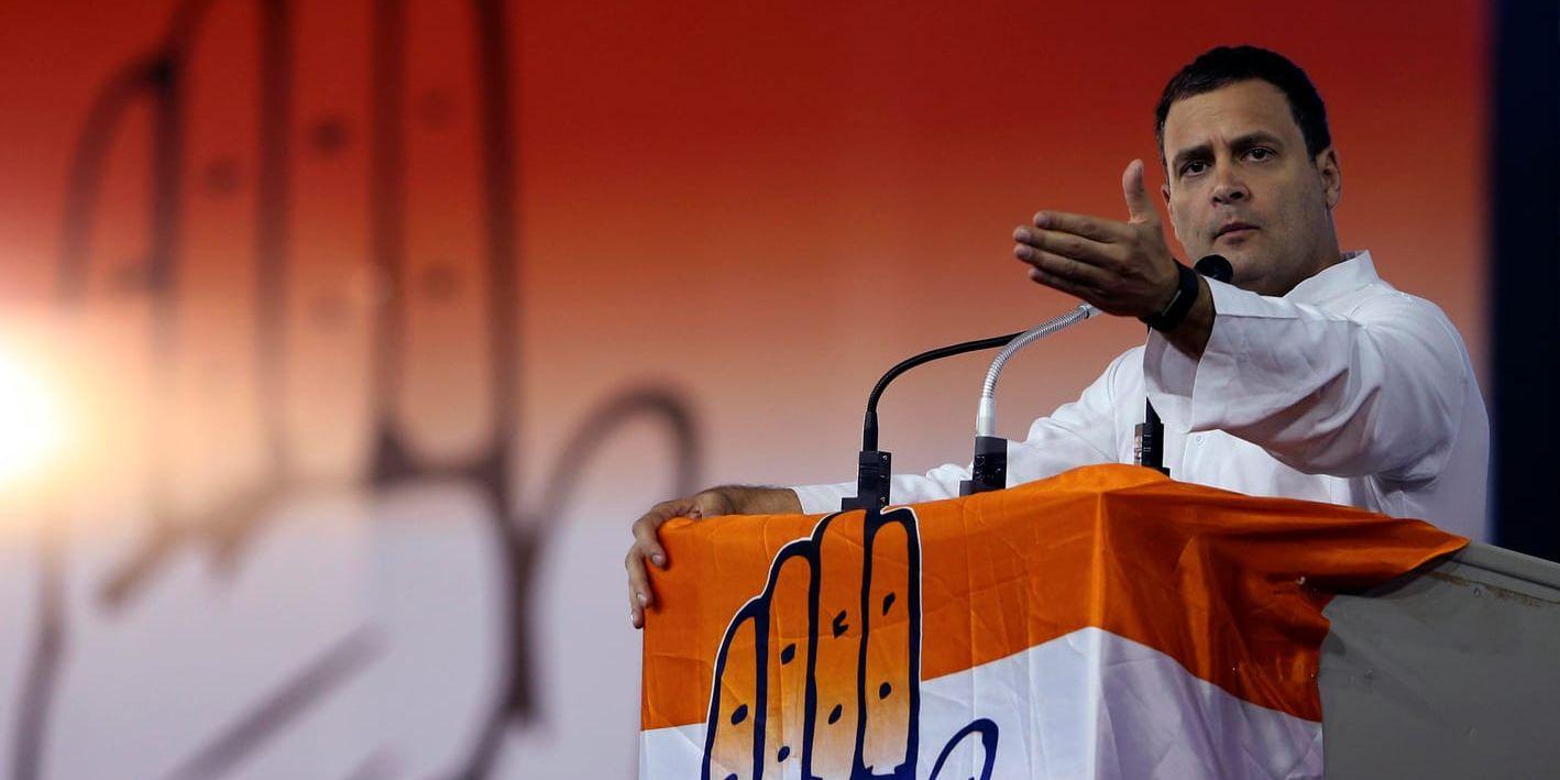 Rahul Gandhi, ledare för indiska Kongresspartiet. Arkivbild från april 2018.