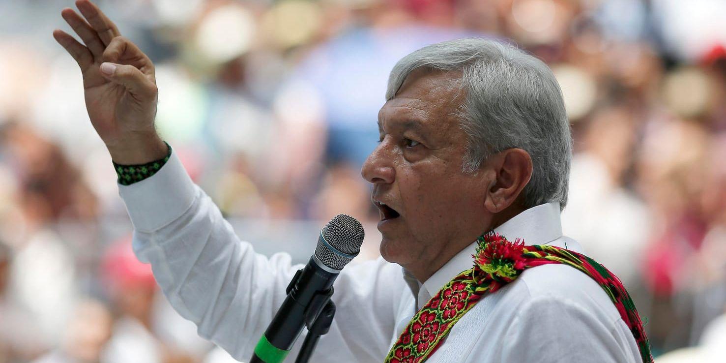 Mexikos tillträdande president Andrés Manuel López Obrador under ett tal inför anhängare i staden Tepic förra helgen.
