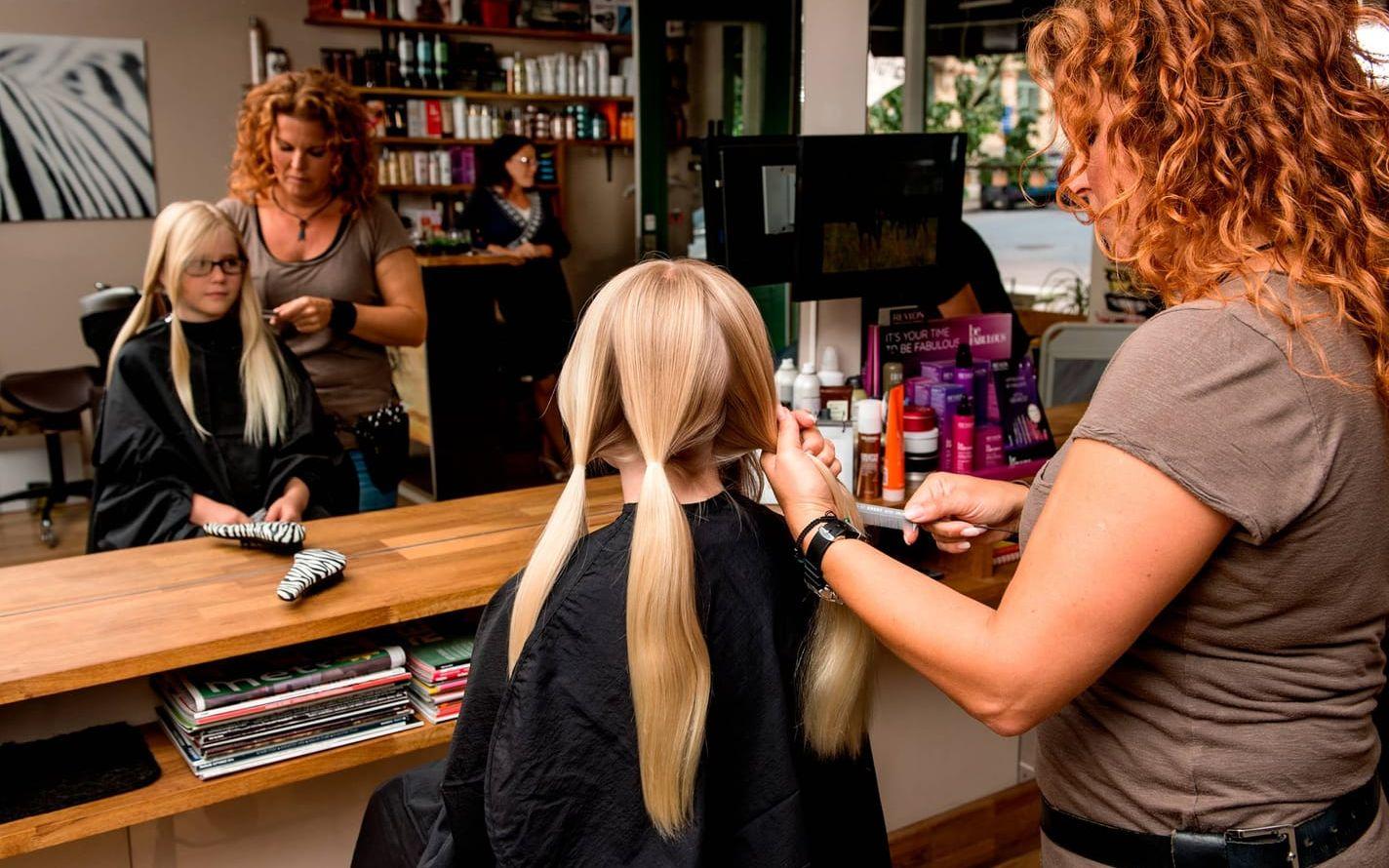 Det är viktigt att håret sätts upp på rätt sätt innan klippning, annars går det inte att donera. Bild: Anders Hofgren