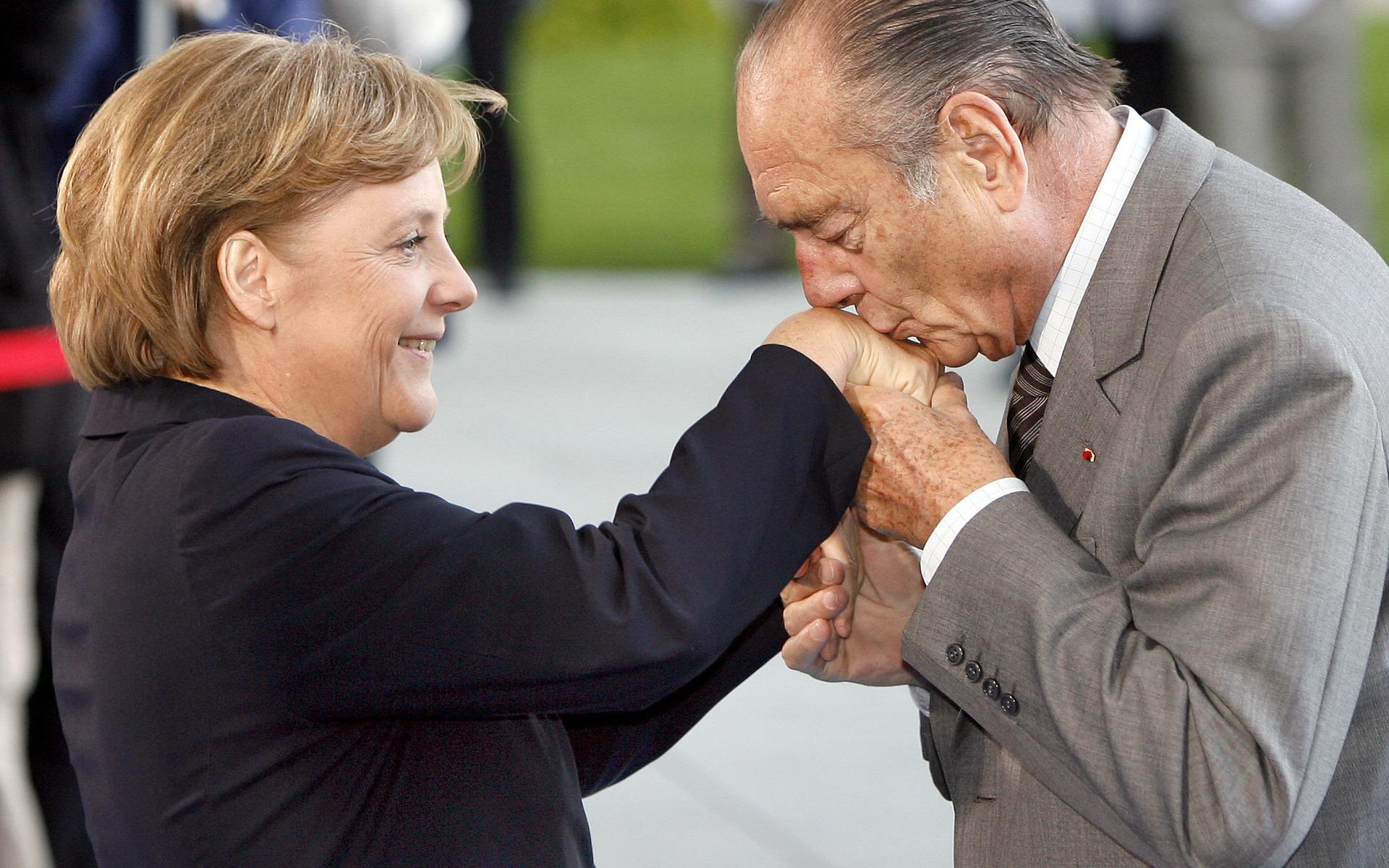 Jacques Chirac i möte med Tysklands förbundskansler Angela Merkel i Berlin 2007.