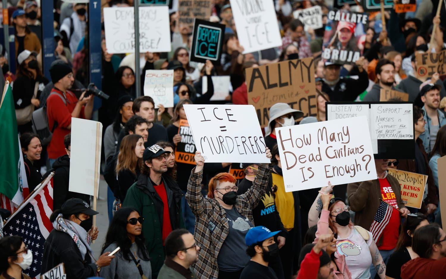 Stora protester pågår i Minneapolis efter dödsskjutningen av Alex Pretti, 37. 