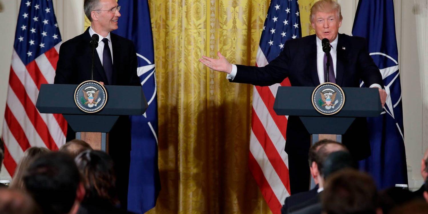 President Donald Trump och Nato-chefen Jens Stoltenberg efter dagens möte i Washington.