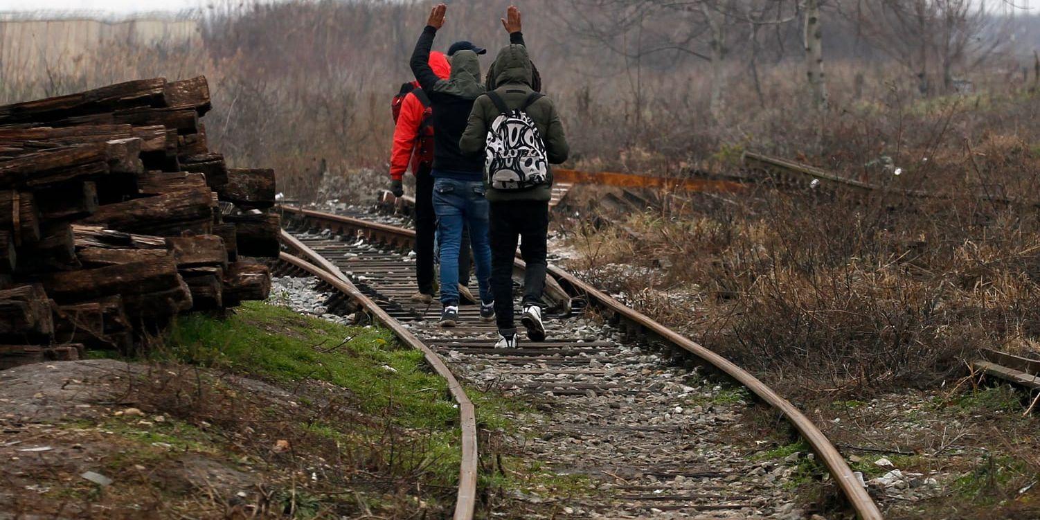 Migranter på väg i centrala Europa. Arkivbild.
