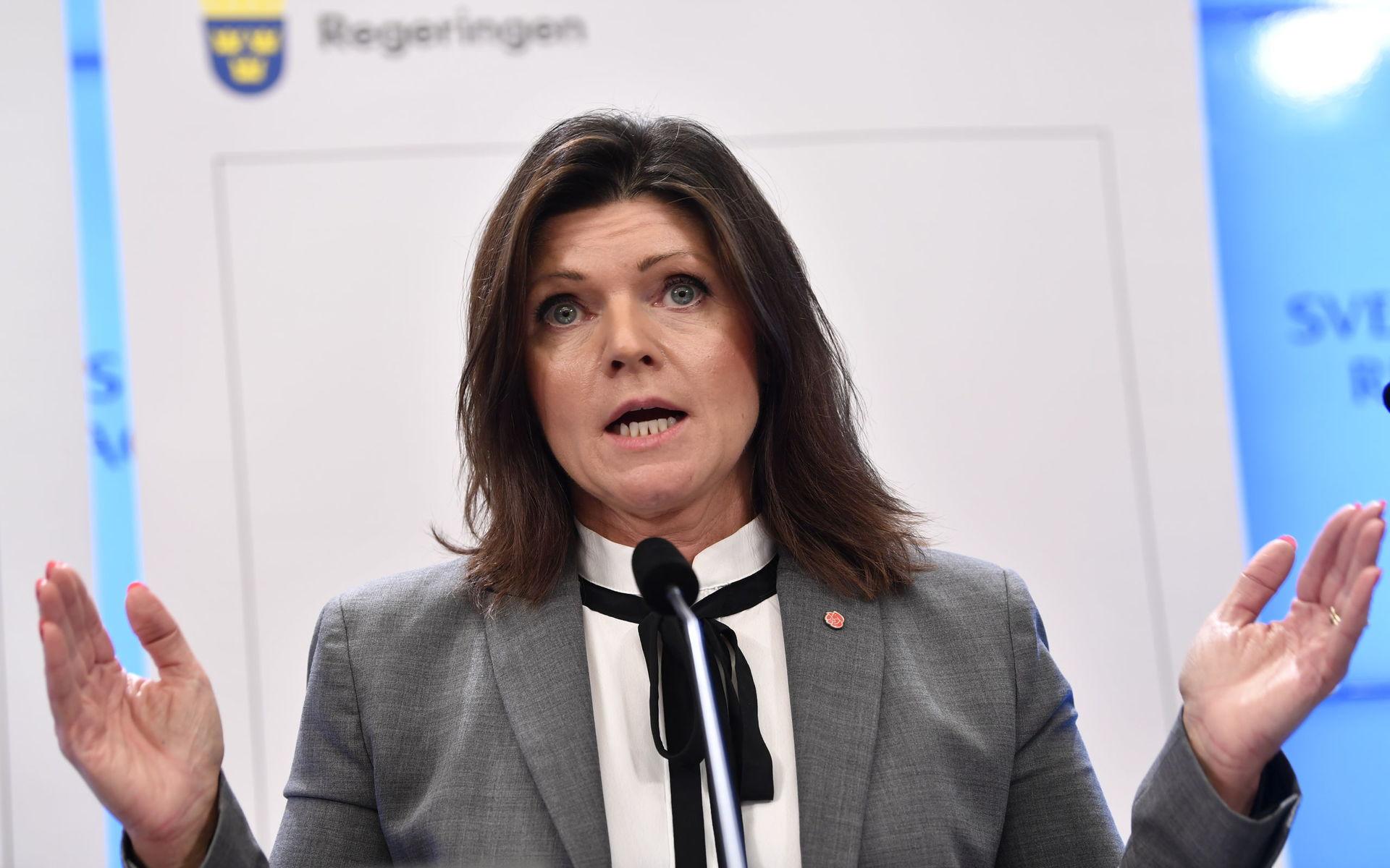 Arbetsmarknadsministern Eva Nordmark (S) riskerar en misstroendeomröstning. 
