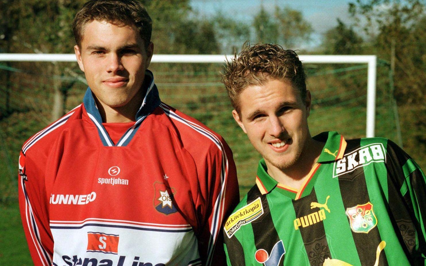 Johan Elmanders karriär tog fart i Örgryte IS, där han spelade mellan 99-00. Hans bror Patrik (höger) hamnade dock hos rivalen Gais.