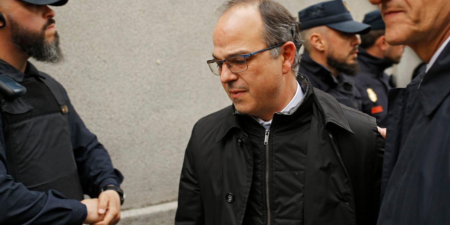 Den tidigare ministern i Kataloniens regionregering Jordi Turull sitter i fängsligt förvar i väntan på rättegång. På lördagen inledde han och en annan separatistledare en hungerstrejk. Arkivbild.
