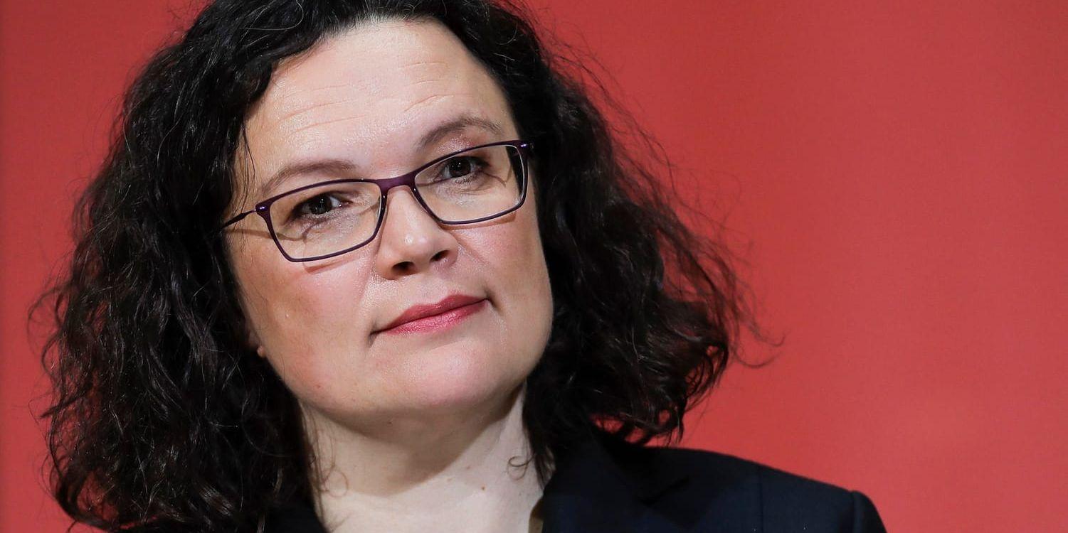Tyska Socialdemokraternas ledare Andrea Nahles.