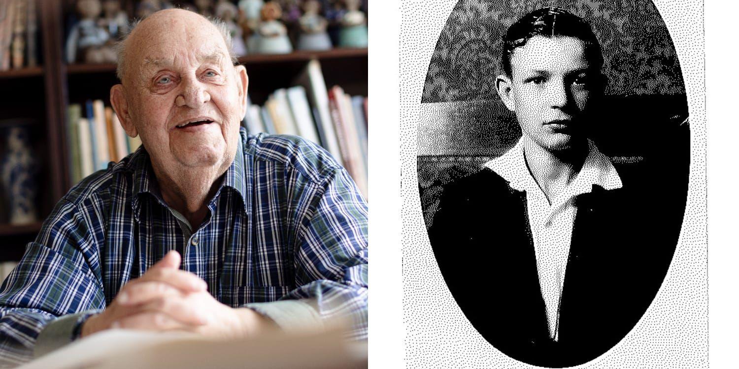 En porträttbild av en man bredvid ett porträtt på ett svartvitt foto av en 15åring från 1935.