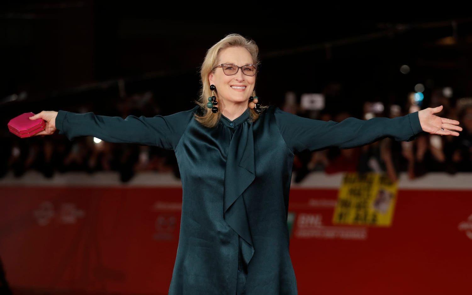 Merryl Streep är nominerad till Bästa kvinnliga huvudroll, musikal/komedi för sin medverkan i Florence Foster Jenkins. Filmen är i sig själv nominerad till bästa musikal eller komedi. Bild: AP Photo/Andrew Medichini