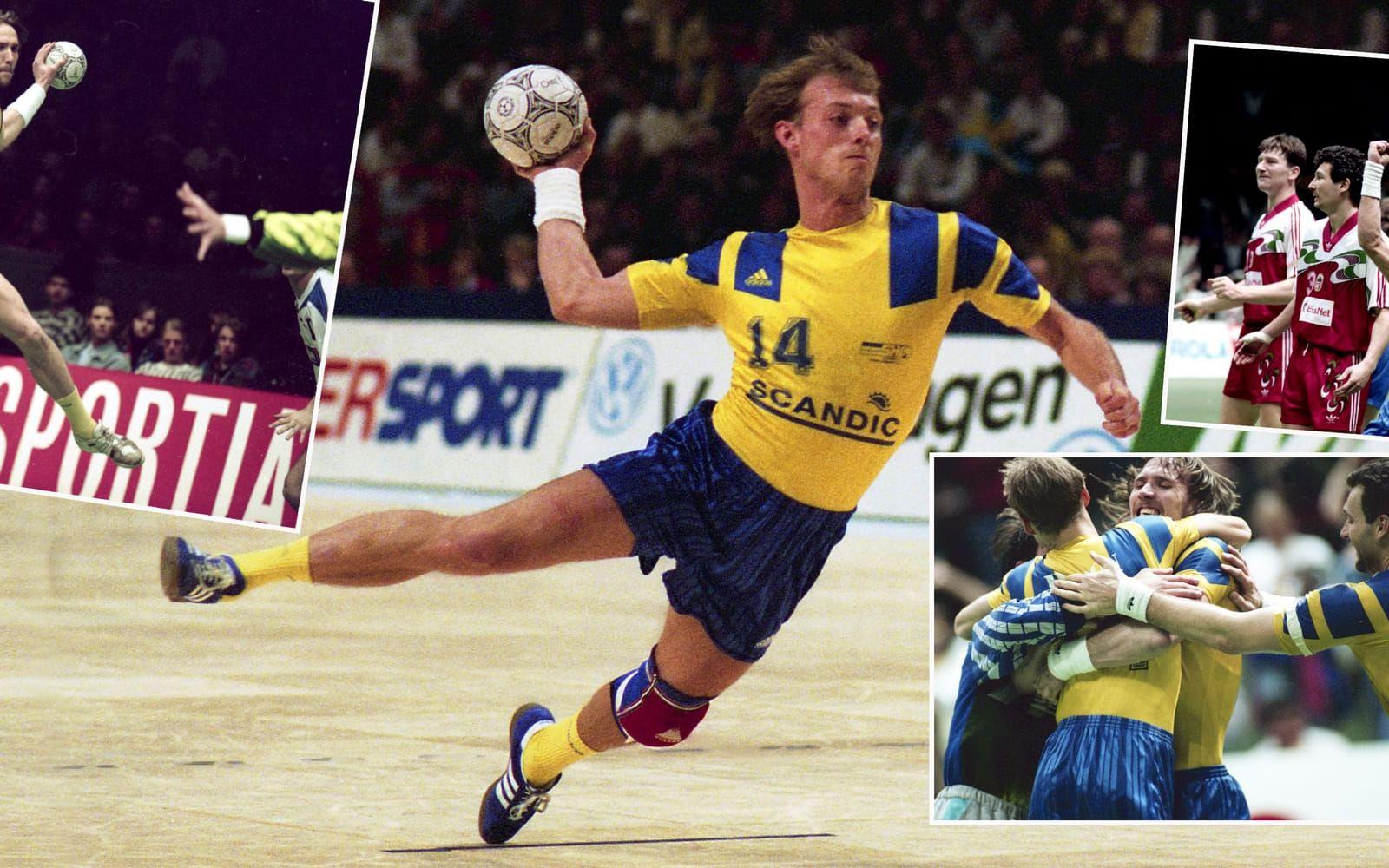 1993. Staffan Olsson, Magnus Andersson och de andra lirarna fixade VM-brons på hemmaplan. Foto: Bildbyrån