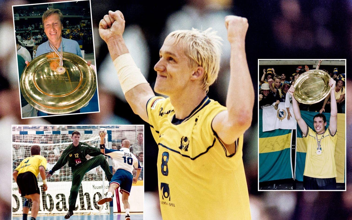 1998. EM-guld i Italien. Efter en fjärdeplats i Europamästerskapet 1996 blev Sverige återigen mästare, den här gången i Italien. Foto: Bildbyrån