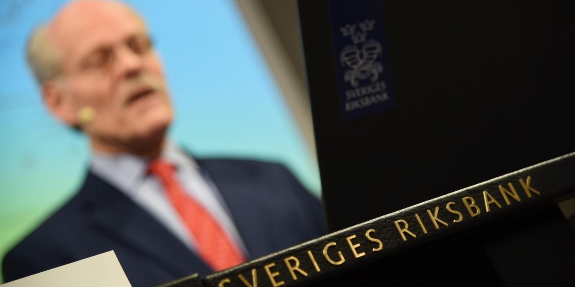 Riksbankens chef Stefan Ingves håller pressträff med anledning av räntebeskedet. Riksbanken höjer reporäntan från 0,50 procent till 0,25 procent,