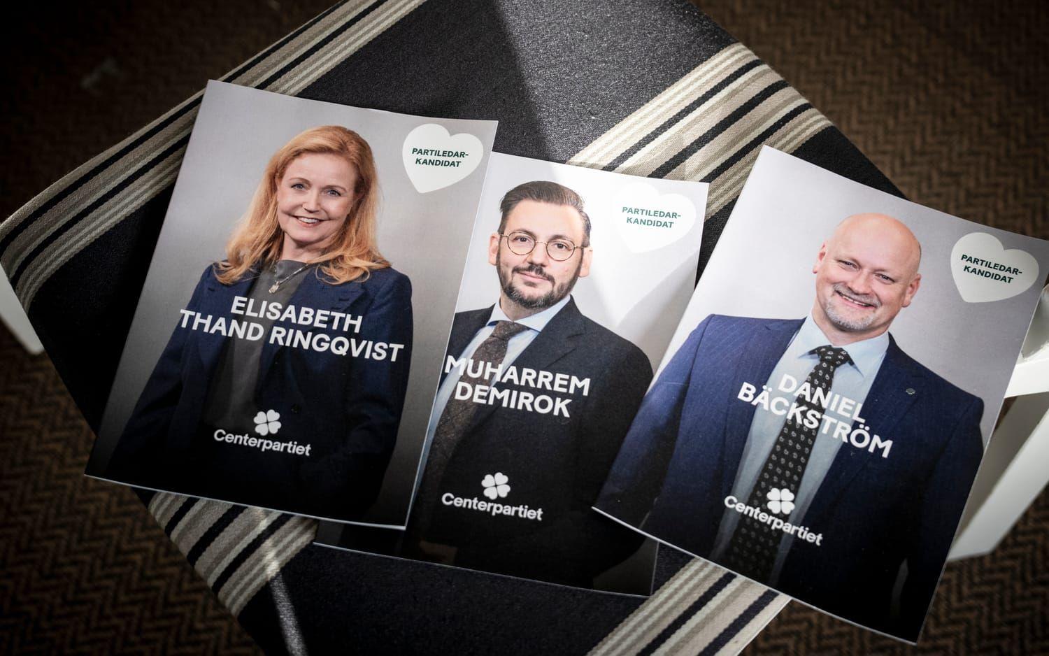 På en extra kongress i februari ska Elisabeth Thand Ringqvist, Muharrem Demirok eller Daniel Bäckström väljas till ny partiledare för Centerpartiet.