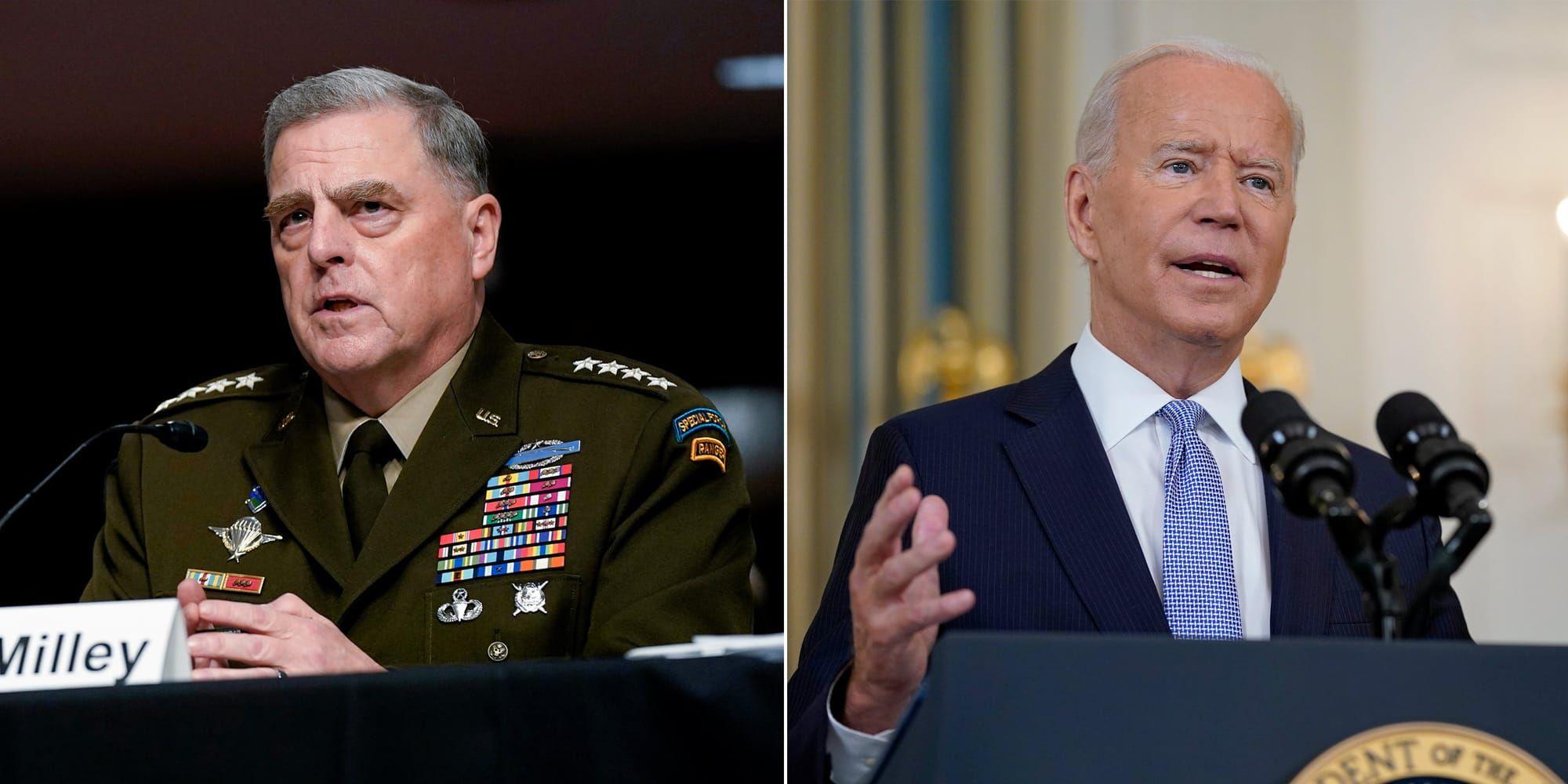 USA:s militäre befälhavare Mark Milley och presidenten Joe Biden hade olika syn på vilken närvaro USA borde haft efter uttåget ur Afghanistan. 