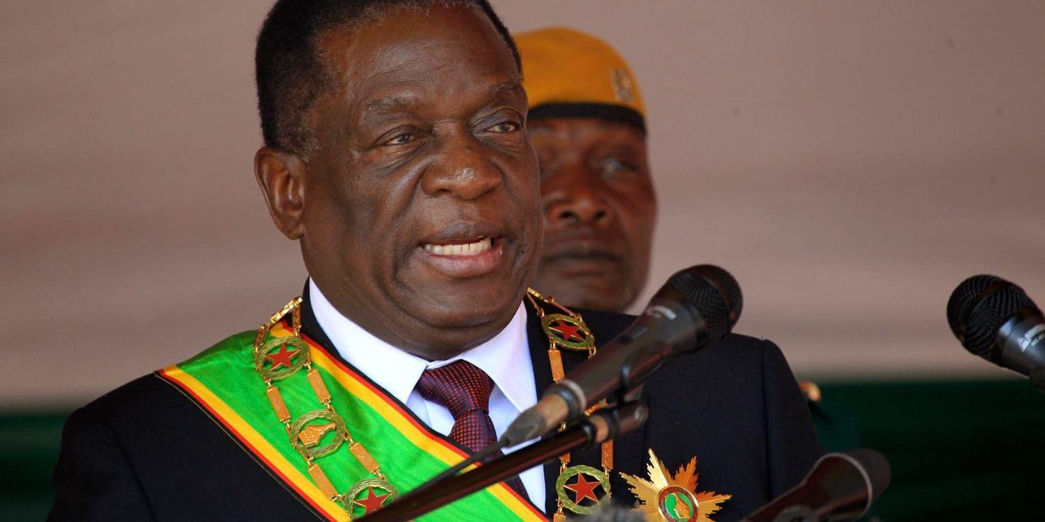 Zimbabwes president Emmerson Mnangagwa under en ceremoni den 13 augusti.