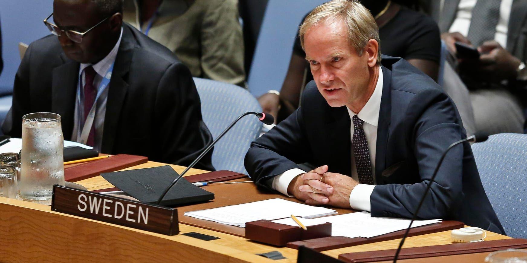 Sveriges FN-ambassadör Olof Skoog i säkerhetsrådet.