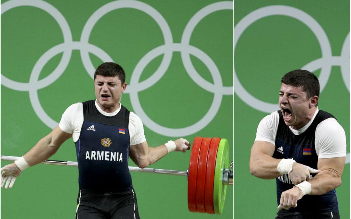 OS i Rio 2016 blev inte vad Andranik Karapetyan hade hoppats på. Han bröt ett ben i vänsterarmen under ett lyft. Bild:Bildbyrån