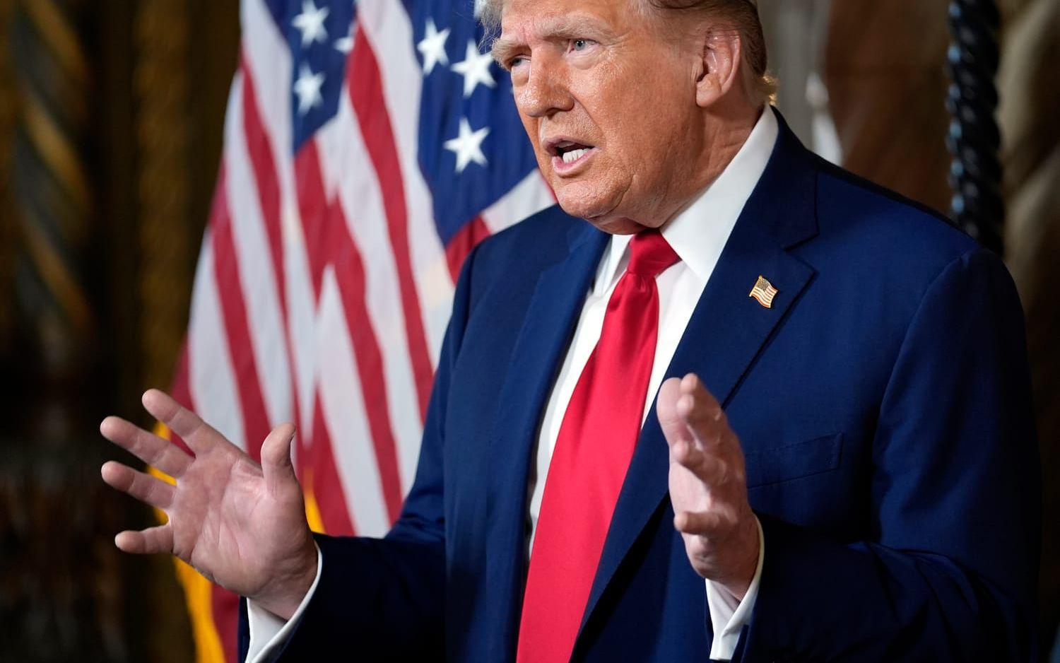 Republikanen och expresidenten Donald Trump fotograferad i sin bostad Mar-a-Lago i Florida.