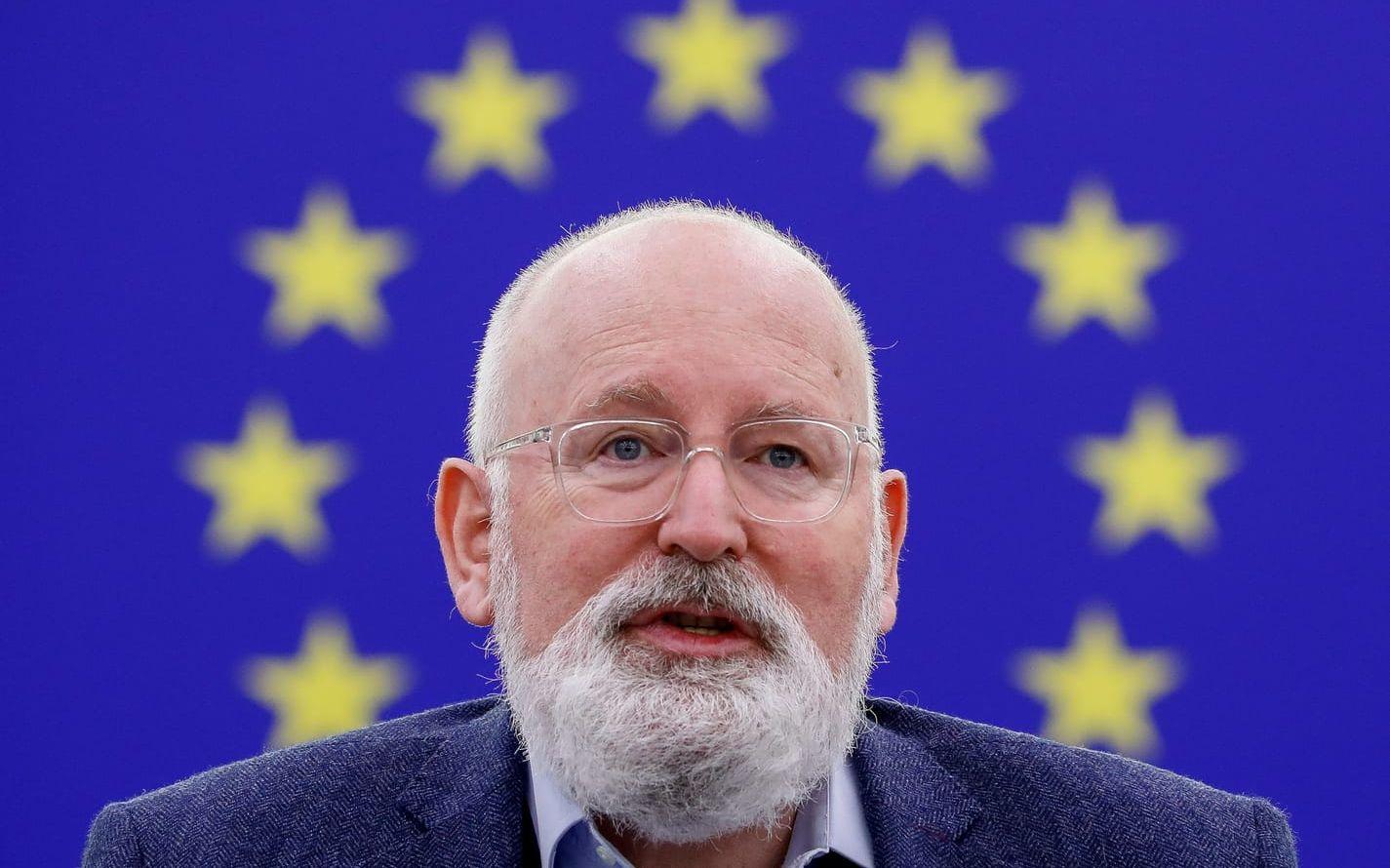 Eu-kommissionens vice ordförande och klimatansvarige, Frans Timmermans, har sagt att både kärnkraft och naturgas har roller att spela i den gröna omställningen av Europa. Ett förslag om att de ska klassas som hållbara investeringar i EU:s lista över gröna sådana har nu läckt ut. Arkivbild.