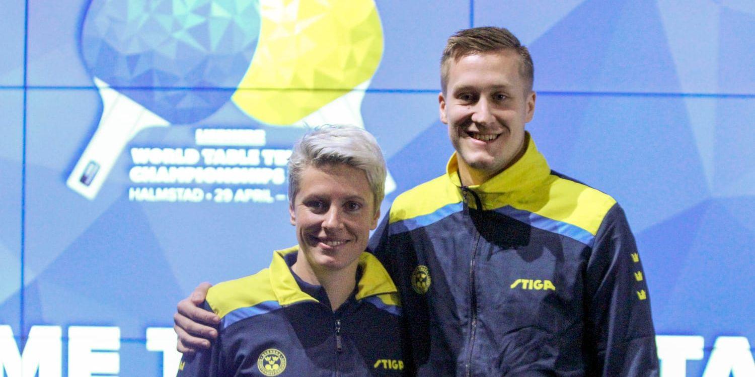 Sveriges två stora hopp i lag-VM i bordtennis i Halmstad, Matilda Ekholm och Mattias Karlsson.