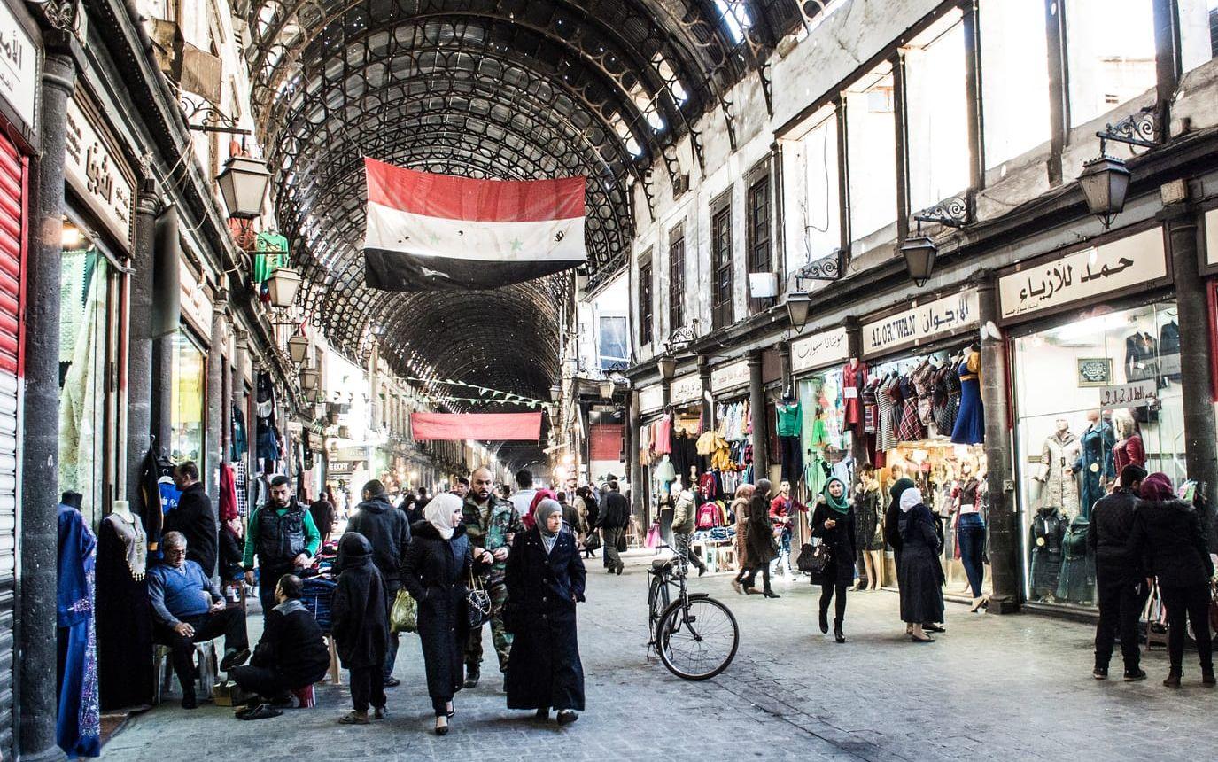 Folkliv i basaren i Damaskus.