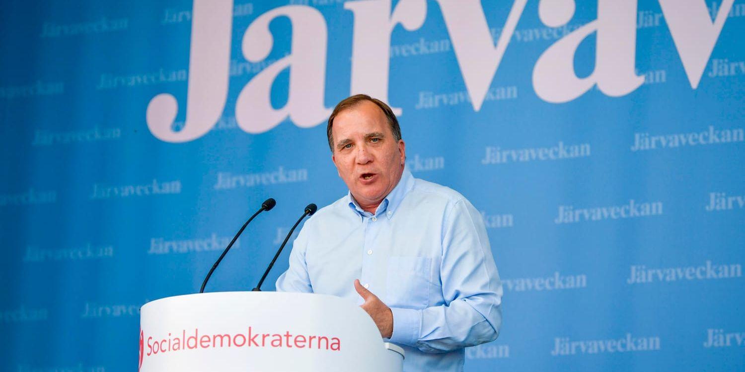 Statsminister Stefan Löfven (S) under sitt tal på Järvaveckan.
