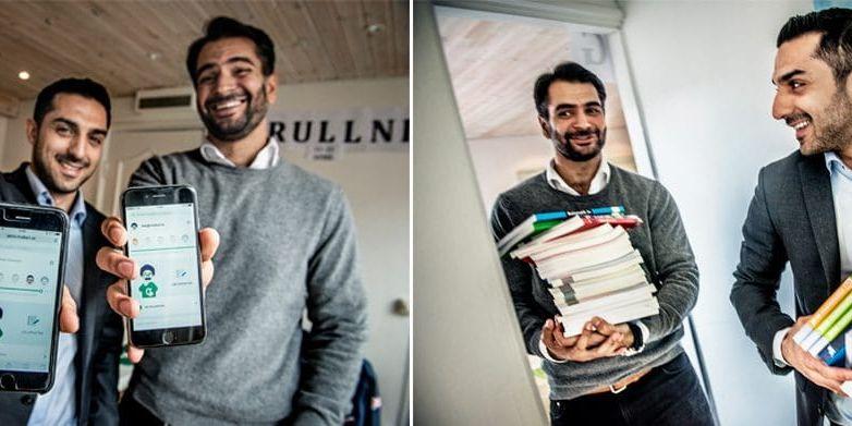 Matematik-innovatörer. Arta Mandegari och Salman Eskandari har en rejäl samling matematikböcker i Mr Alberts lilla kontor på Kungsgatan i Göteborg. De fysiska böckerna lägger grunden för övningarna i den digitala läxhjälp-app de nu ska lansera.