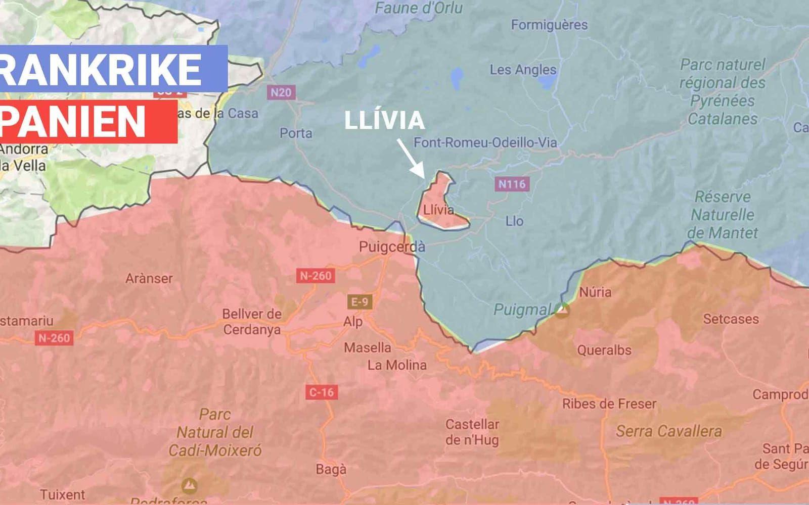 <strong>Llívia</strong> är en liten spansk by på cirka 1500 invånare som är belägen några kilometer in i Spanien. Att Llívia, som en gång i tiden var en betydelsefull romersk by, är spansk och inte fransk beror på en uppgörelse från 1659.