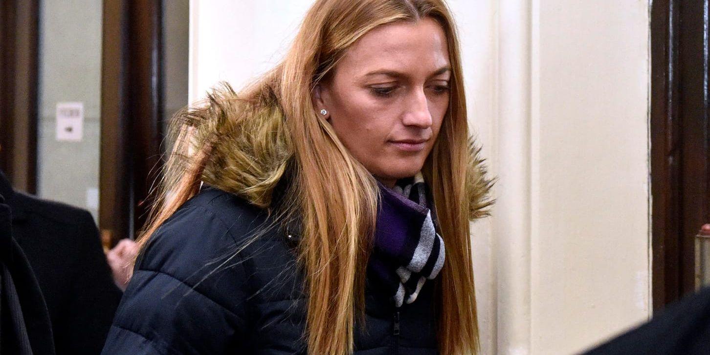 Petra Kvitova efter dagens rättegång i Brno.