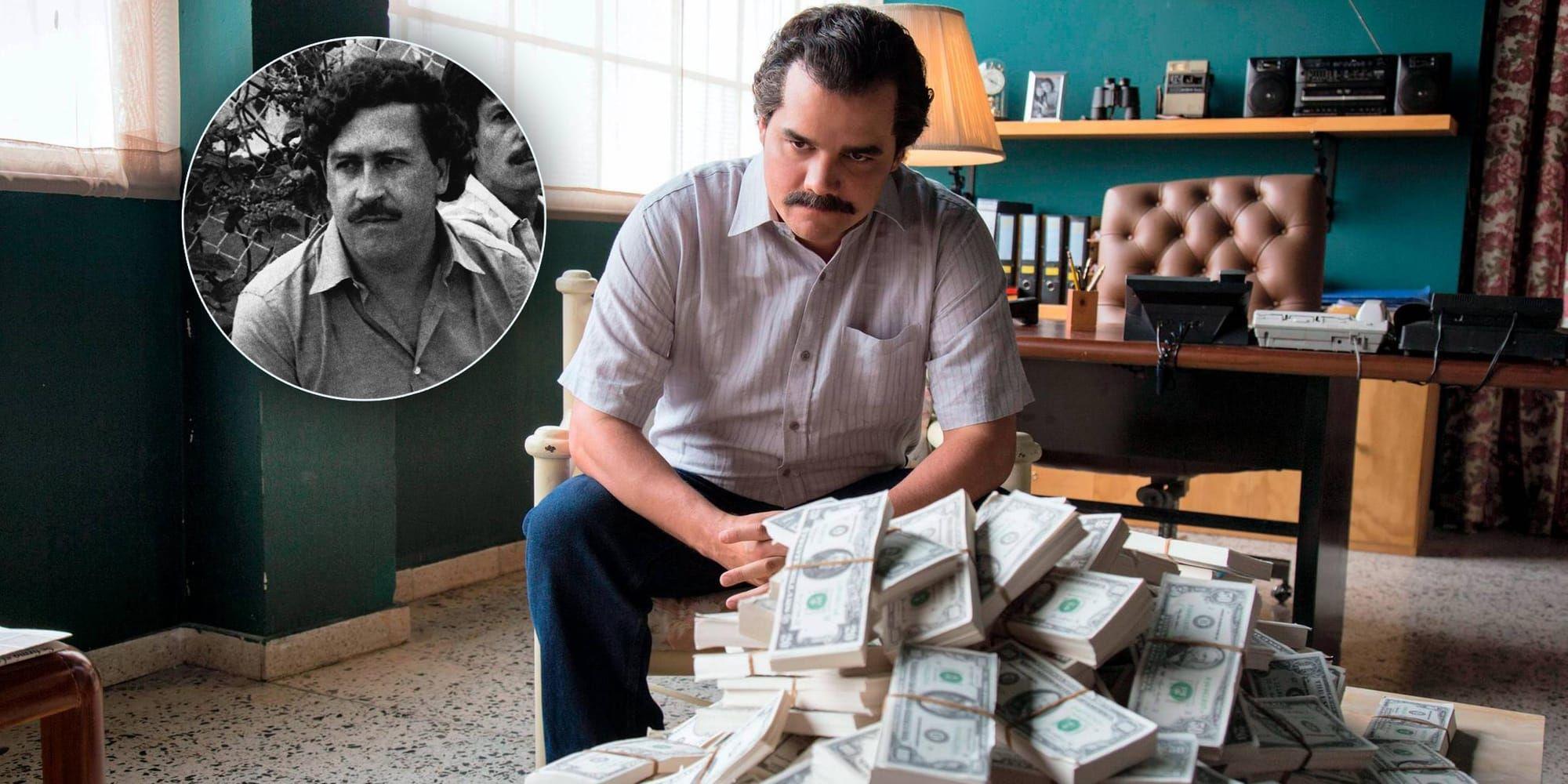 Verklighetens Pablo Escobar och hans motsvarighet i Netflixserien Narcos. AP photo/Netflix