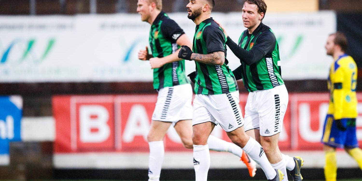 Richard Yarsuvat jublar efter 4-1 under fotbollsmatchen i Svenska Cupen mellan GAIS och Eskilsminne.