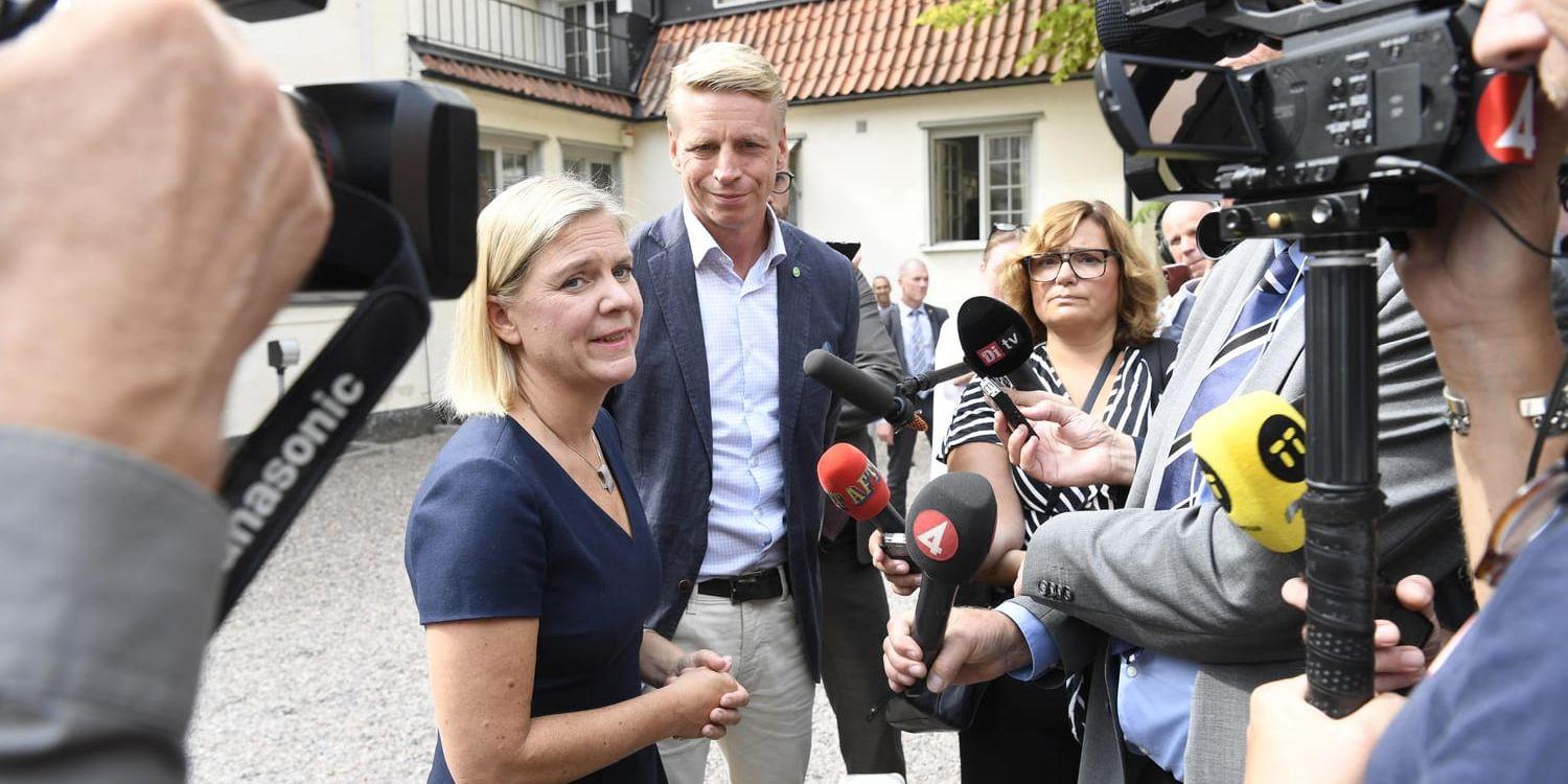 Finansminister Magdalena Andersson (S) och Per Bolund, biträdande finansminister (MP) på Harpsund.