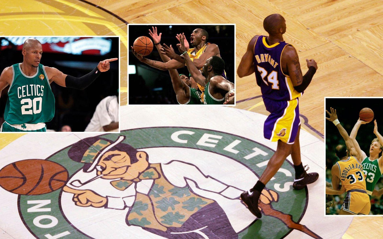 <strong>14. Boston Celtics–Los Angeles Lakers.</strong> NBA-historiens bästa klubbar, med 17 respektive 16 titlar. Boston har även ett litet övertag i inbördes möten. Lagens supportrar (de som har varit med ett tag) kommer aldrig att glömma duellerna mellan Larry Bird och Magic Johnson. Foto: TT