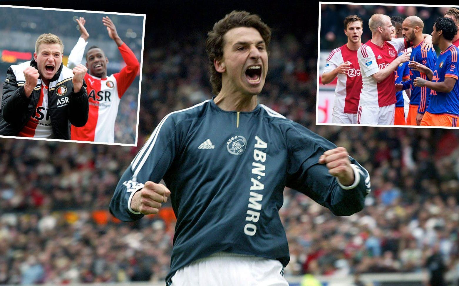 <strong>38. Ajax–Feyenoord.</strong> Två bittra fiender och toppklubbar i den nederländska ligan. Det finns supportrar som vägrar ta det andra lagets namn i sin mun, i stället kallas Ajax för "laget från Amsterdam". Foto: Bildbyrån