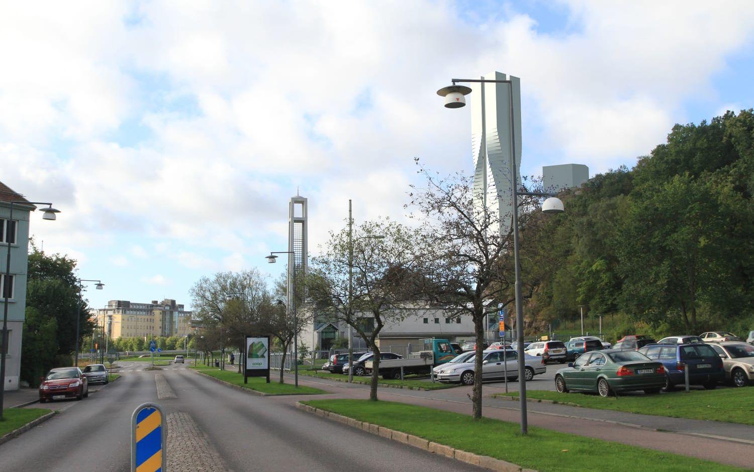 Karlatornet sett från Myntgatan på Hisingen. Fotomontage: Stadsbyggnadskontoret