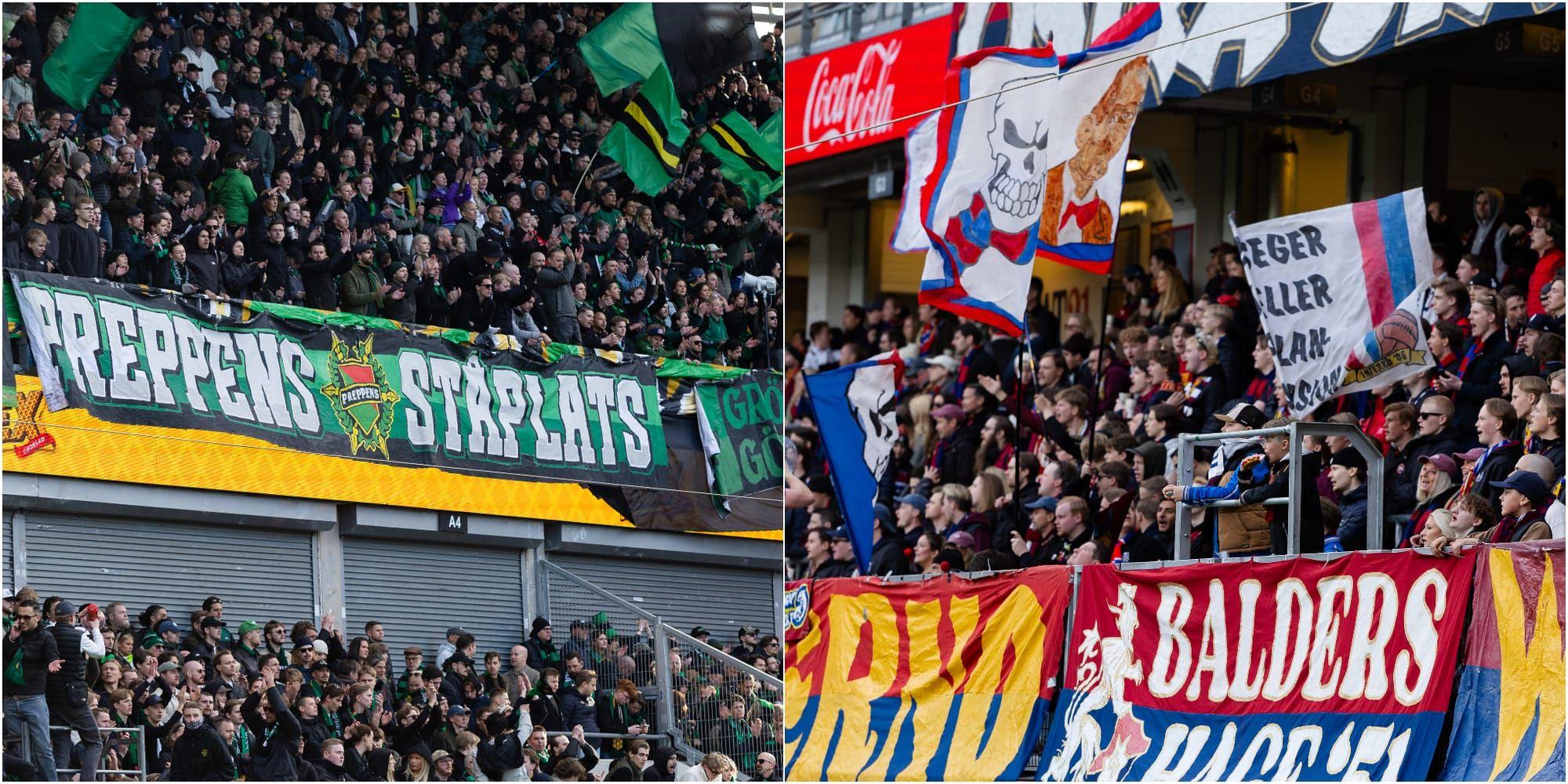 Collage med bilder på supportrar från Gais och Öis. 