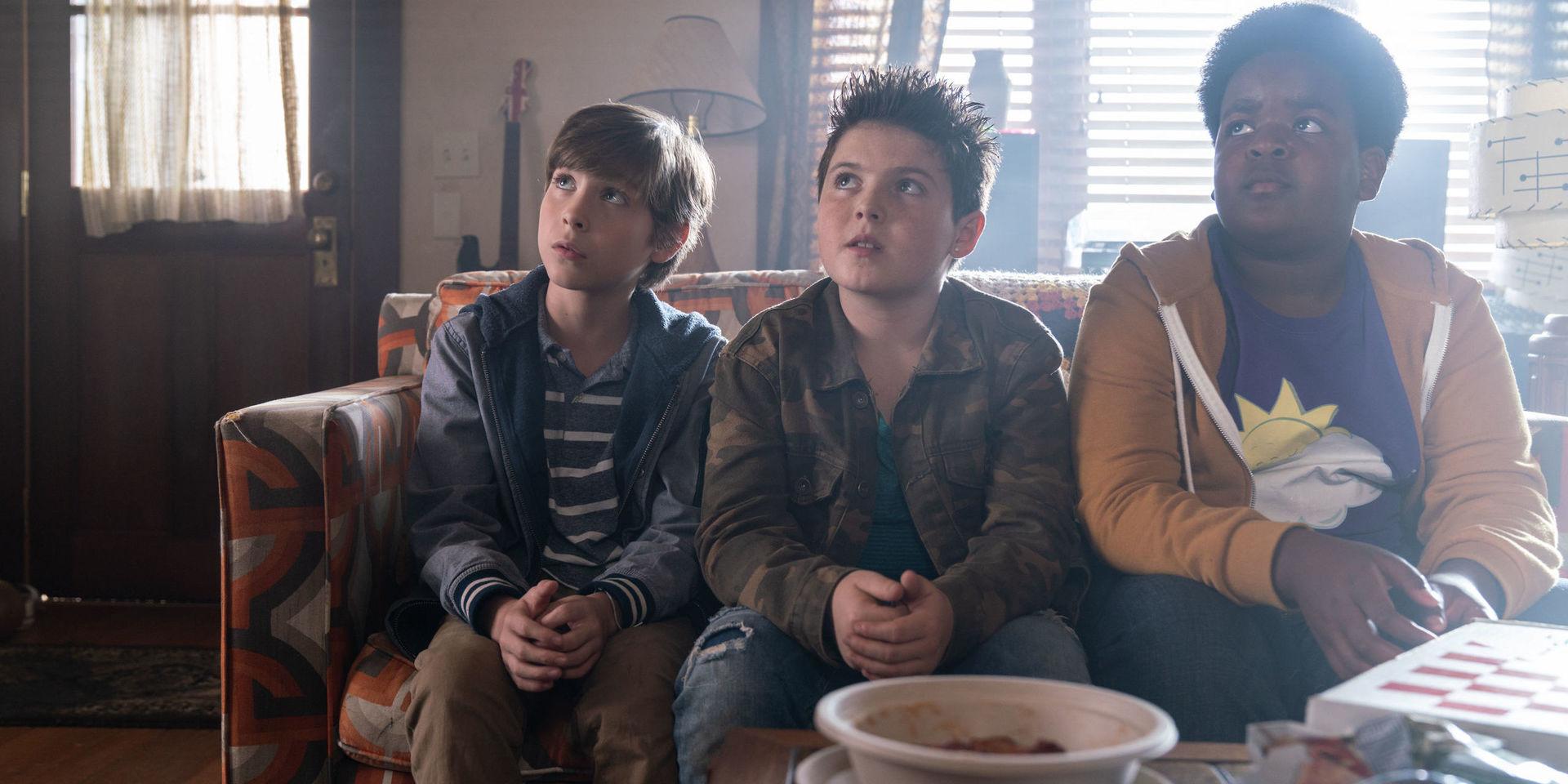 Jacob Tremblay, Brady Noon och Keith L Williams spelar huvudrollerna i 'Good boys'. Pressbild. 