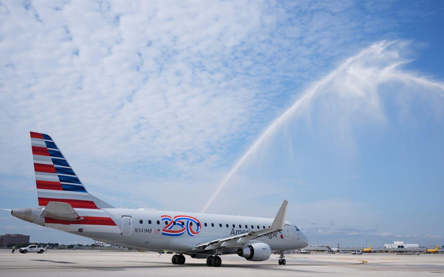 American Airlines flygplan innan det lyfte från Miami med Caracas som destination.