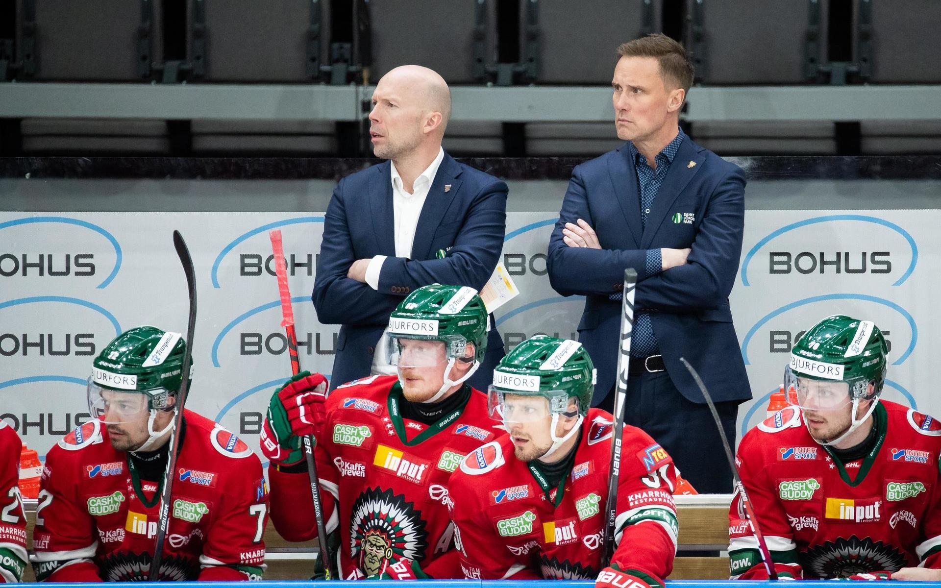 Frölundas assisterande tränare Anders Burström och tränare Roger Rönnberg.