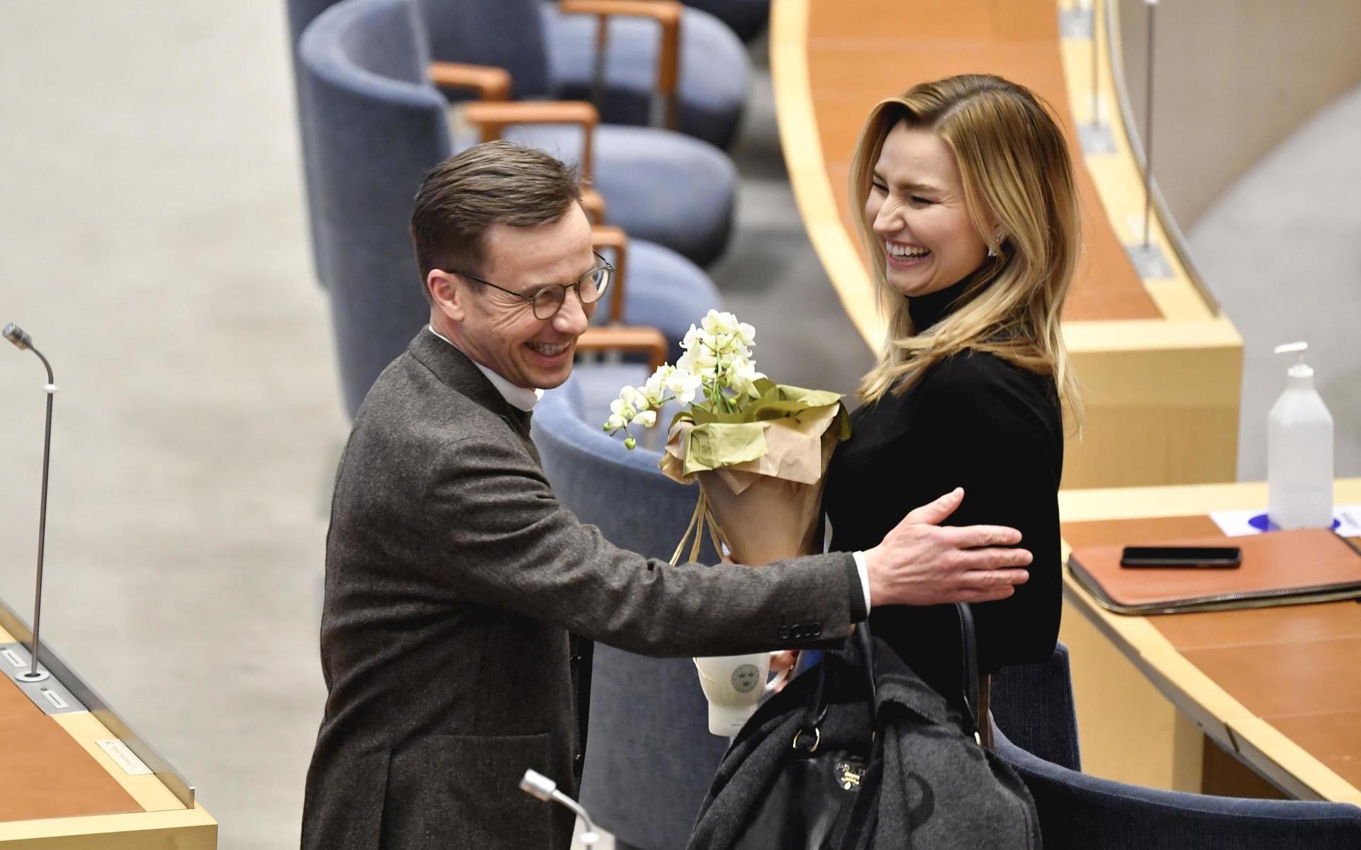 Moderaternas partiledare Ulf Kristersson och Kristdemokraternas partiledare Ebba Busch har anledning att vara glada åt GP/Sifo-mätningen.