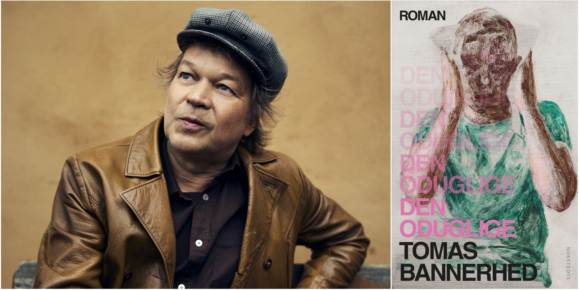Författaren Tomas Bannerhed och omslaget till hans bok Den oduglige