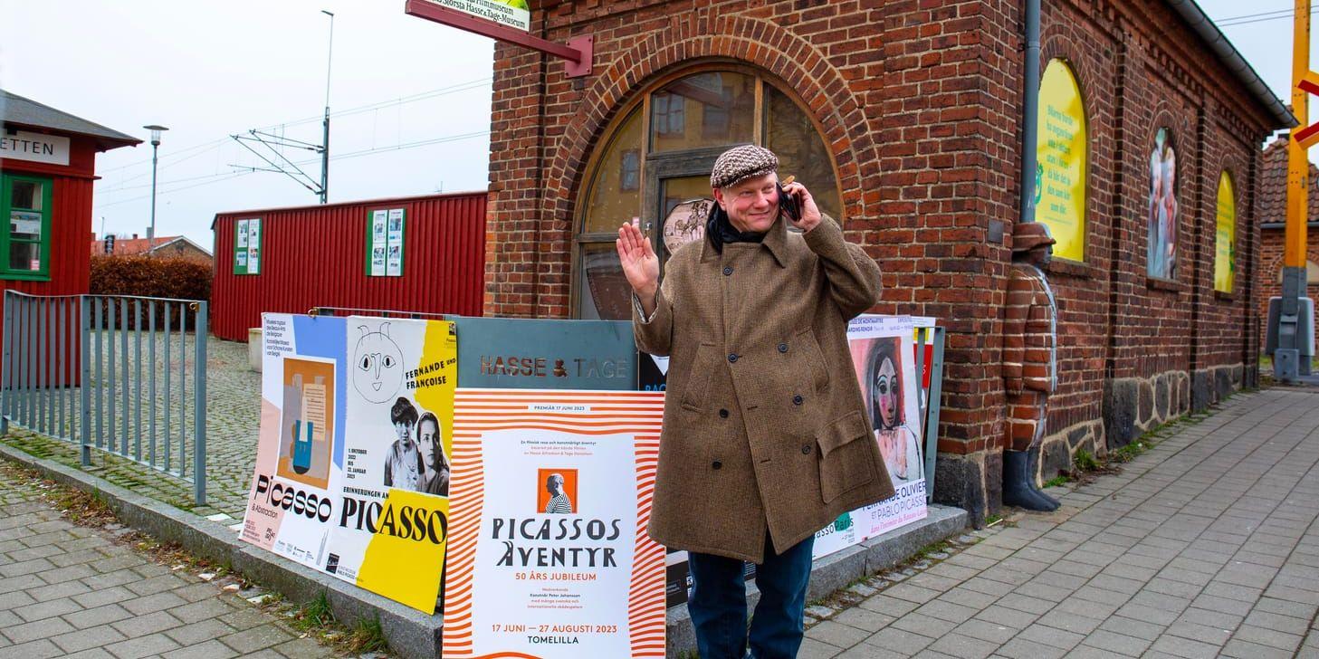Konstnären Peter Johansson gör en utställning utifrån Hasse & Tages komedi 'Picassos äventyr'. Pressbild.