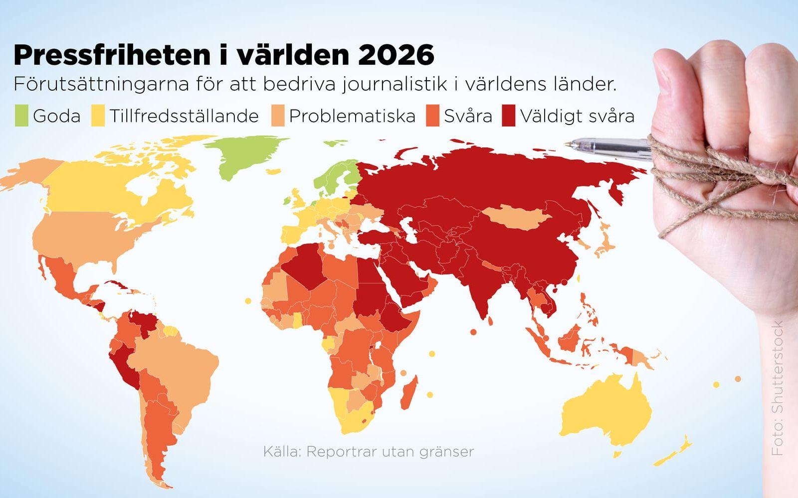 Reportrar utan gränsers pressfrihetsindex för 2026.