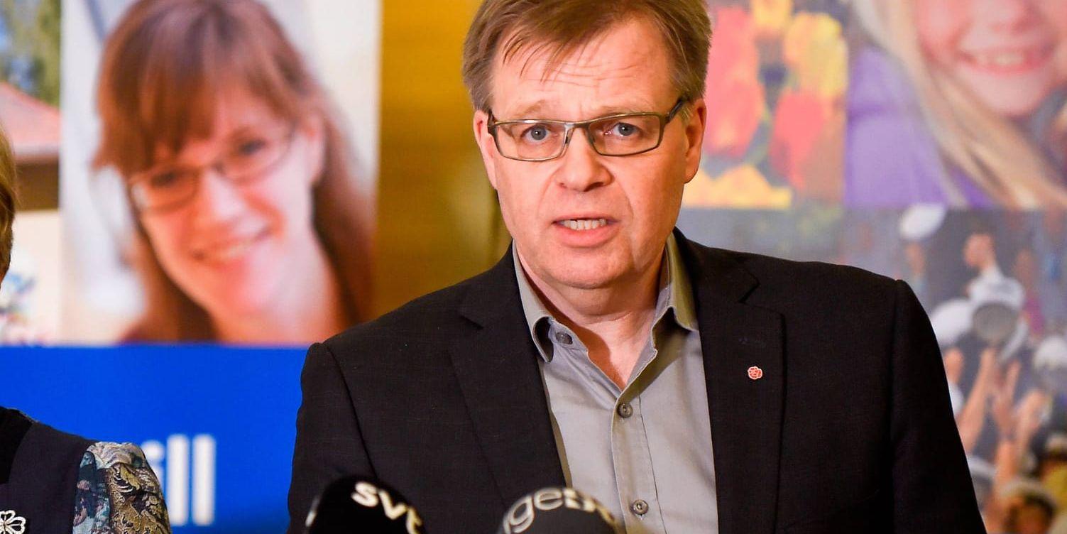 Per-Ola Mattsson (S), kommunstyrelsens ordförande i Karlshamn, vid en pressträff om gasledningen på tisdagen.