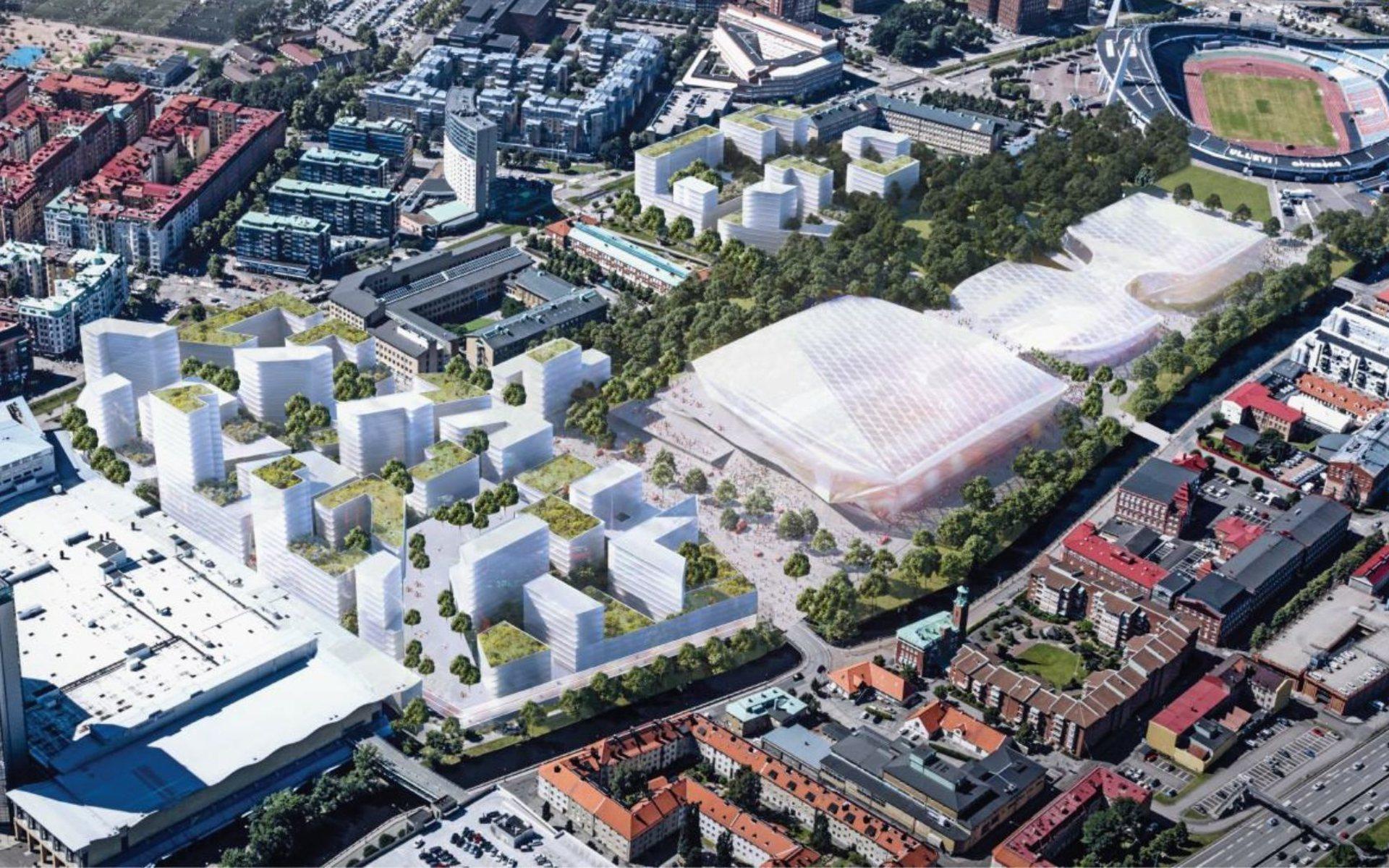 Illustration av Göteborgs stads planer för ny arena i Göteborg