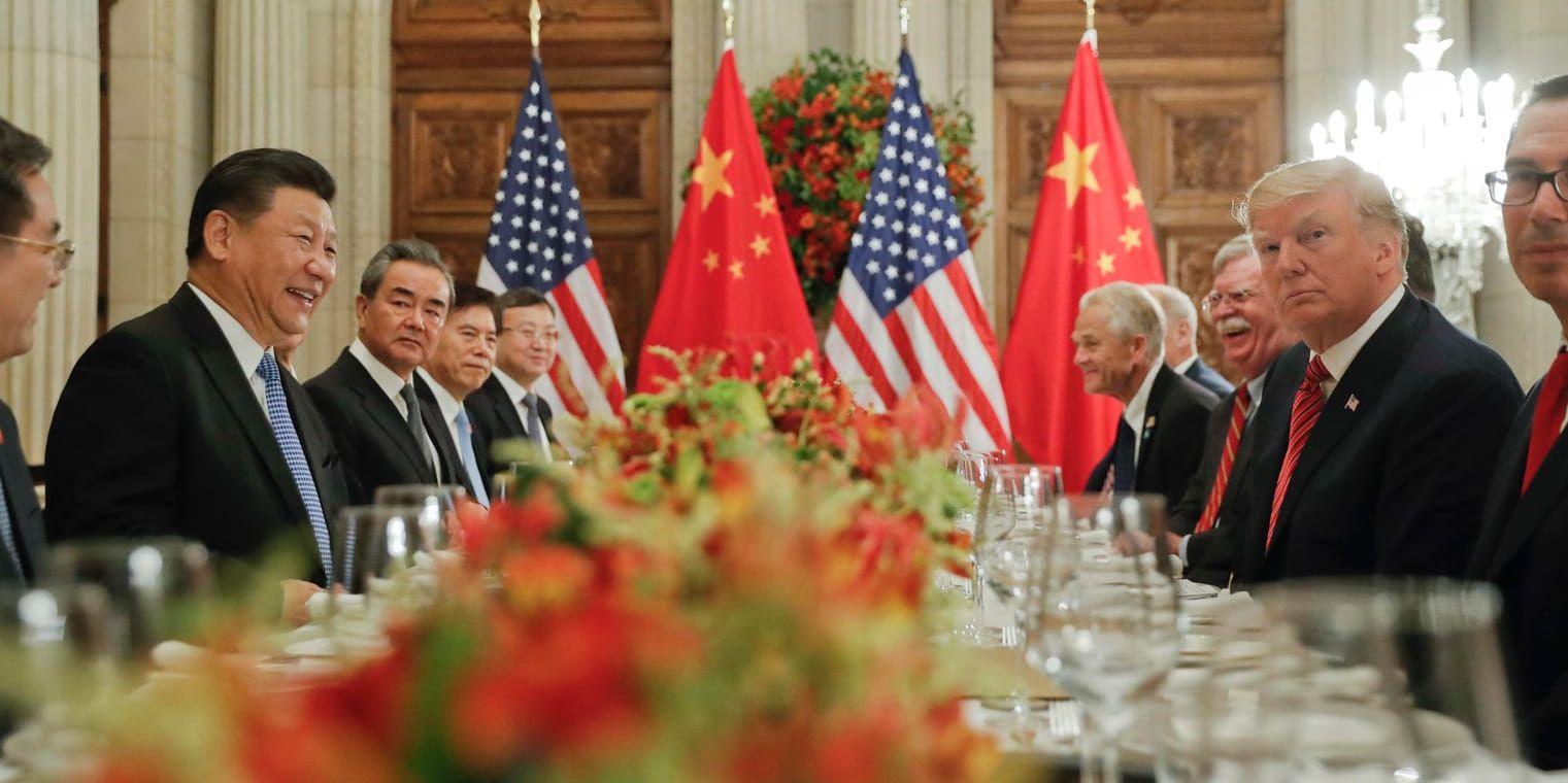 Kinas president Xi Jinping och USA:s president Donald Trumpd under deras möte i samband med G20-mötet i Buenos Arires i december förra året.